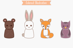 Color Woodland Animal, Forest Critter, Fox, Bear, Owl, Bunny Product Image 4