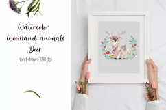 Watercolor deer and beautiful wreath PNG for sublimation Product Image 2