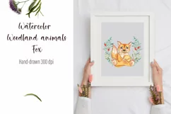 Watercolor fox and beautiful wreath PNG for sublimation Product Image 2