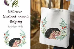 Watercolor Hedgehog and beautiful wreath PNG for sublimation Product Image 2