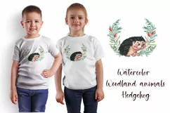 Watercolor Hedgehog and beautiful wreath PNG for sublimation Product Image 1