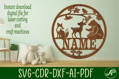 Woodland animal Name sign svg laser cut template, wall art Product Image 1