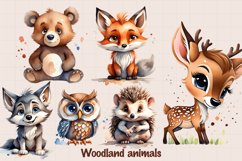 Watercolor woodland animals sublimation design Product Image 1