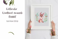 Watercolor Rabbit and beautiful wreath PNG for sublimation Product Image 2