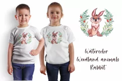 Watercolor Rabbit and beautiful wreath PNG for sublimation Product Image 3