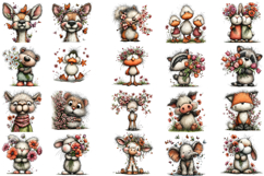 Woodland Animals Spring Floral Clipart Product Image 4
