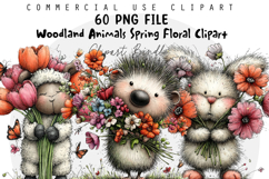 Woodland Animals Spring Floral Clipart Product Image 1