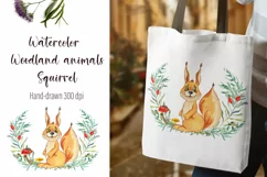 Watercolor squirrel and beautiful wreath PNG for sublimation Product Image 1