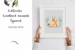 Watercolor squirrel and beautiful wreath PNG for sublimation Product Image 2