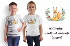 Watercolor squirrel and beautiful wreath PNG for sublimation Product Image 3