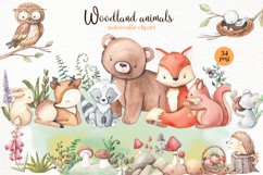 Woodland animals clipart. Forest cute baby animals clipart. Product Image 1