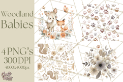 Soft Woodland Baby Clipart, Neutral Baby Shower PNG Product Image 1
