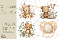 Soft Woodland Baby Clipart, Neutral Baby Shower PNG Product Image 1
