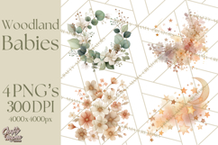 Soft Woodland Baby Clipart, Neutral Baby Shower PNG Product Image 1