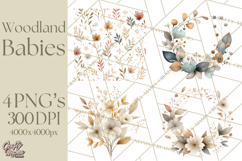 Soft Woodland Baby Clipart, Neutral Baby Shower PNG Product Image 1
