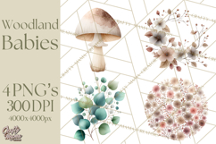 Soft Woodland Baby Clipart, Neutral Baby Shower PNG Product Image 1