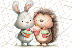 Woodland Birthday Clipart PNG, Watercolor Woodland Animals Product Image 2