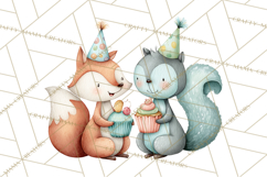 Woodland Birthday Clipart PNG, Watercolor Woodland Animals Product Image 3