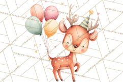 Woodland Birthday Clipart PNG, Watercolor Woodland Animals Product Image 3