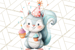 Woodland Birthday Clipart PNG, Watercolor Woodland Animals Product Image 4