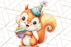 Woodland Birthday Clipart PNG, Watercolor Woodland Animals Product Image 2