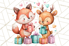 Woodland Birthday Clipart PNG, Watercolor Woodland Animals Product Image 2