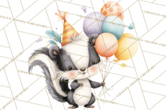 Woodland Birthday Clipart PNG, Watercolor Woodland Animals Product Image 5
