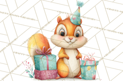 Woodland Birthday Clipart PNG, Watercolor Woodland Animals Product Image 4