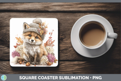 GorgeousWoodland Boho Autumn Square Coaster design.