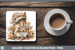 GorgeousWoodland Boho Autumn Square Coaster design.
