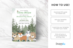 Editable Woodland Boy Baby Shower Invitation Canva Template Product Image 8