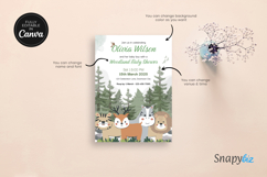Editable Woodland Boy Baby Shower Invitation Canva Template Product Image 7