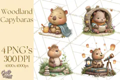 Whimsical Capybara Clip Art PNG for Cozy Hygge Prints Product Image 1
