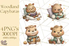 Whimsical Capybara Clip Art PNG for Cozy Hygge Prints Product Image 1