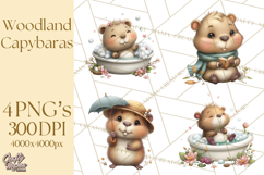 Whimsical Capybara Clip Art PNG for Cozy Hygge Prints Product Image 1