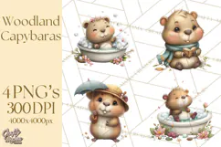 Whimsical Capybara Clip Art PNG for Cozy Hygge Prints Product Image 1