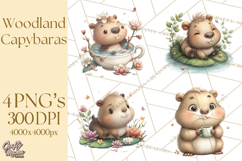 Whimsical Capybara Clip Art PNG for Cozy Hygge Prints Product Image 1