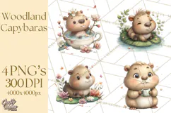 Whimsical Capybara Clip Art PNG for Cozy Hygge Prints Product Image 1