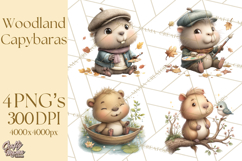 Whimsical Capybara Clip Art PNG for Cozy Hygge Prints Product Image 1