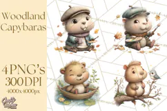 Whimsical Capybara Clip Art PNG for Cozy Hygge Prints Product Image 1