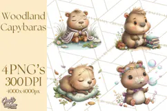 Whimsical Capybara Clip Art PNG for Cozy Hygge Prints Product Image 1