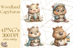 Whimsical Capybara Clip Art PNG for Cozy Hygge Prints Product Image 1