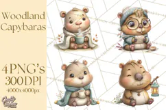Whimsical Capybara Clip Art PNG for Cozy Hygge Prints Product Image 1
