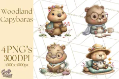 Whimsical Capybara Clip Art PNG for Cozy Hygge Prints Product Image 1