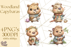 Whimsical Capybara Clip Art PNG for Cozy Hygge Prints Product Image 1
