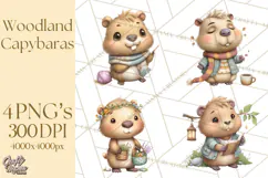Whimsical Capybara Clip Art PNG for Cozy Hygge Prints Product Image 1