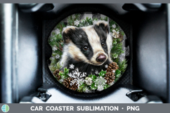 GorgeousWoodland Checker Christmas Car Coaster design.