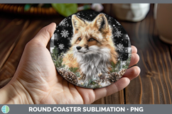 GorgeousWoodland Checker Christmas Round Coaster design.