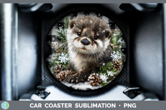 GorgeousWoodland Checker Christmas Car Coaster design.