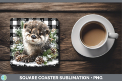 GorgeousWoodland Checker Christmas Square Coaster design.